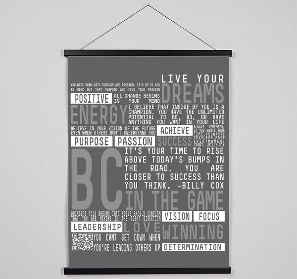 Live Your Dreams Grey Hanging Poster - Wallart-Direct UK