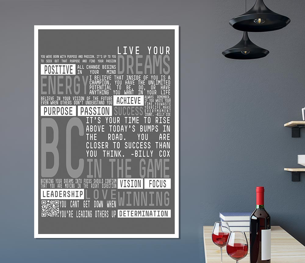 Live Your Dreams Grey Print Poster Wall Art