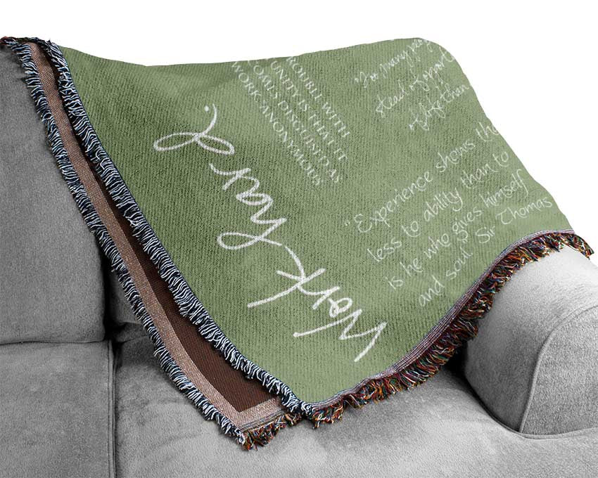 Work Hard Dream Big Expect Success Lime Green Woven Blanket