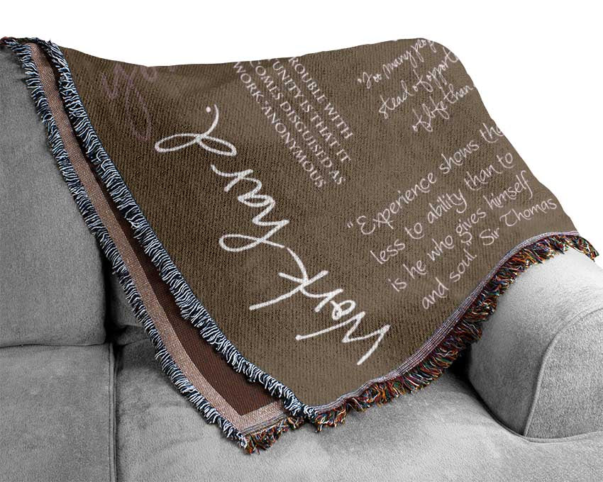 Work Hard Dream Big Expect Success Beige Woven Blanket