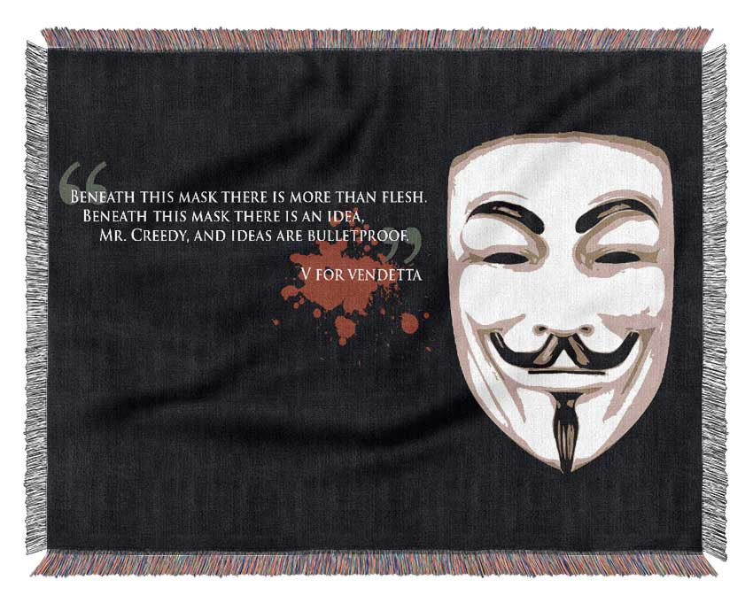 Motivational Quote V For Vendetta Woven Blanket