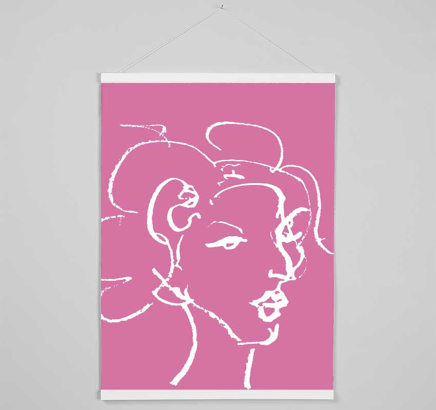 Pretty Lady Sketch Pink Hanging Poster - Wallart-Direct UK