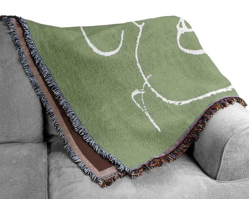 Pretty Lady Sketch Lime Green Woven Blanket