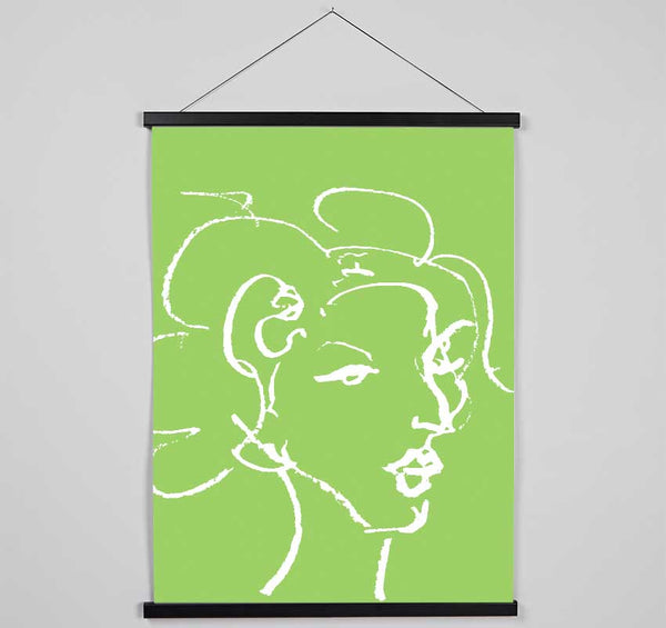 Pretty Lady Sketch Lime Green Hanging Poster - Wallart-Direct UK