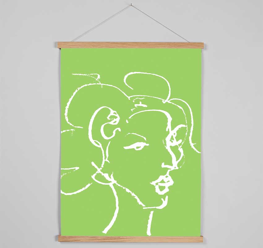 Pretty Lady Sketch Lime Green Hanging Poster - Wallart-Direct UK