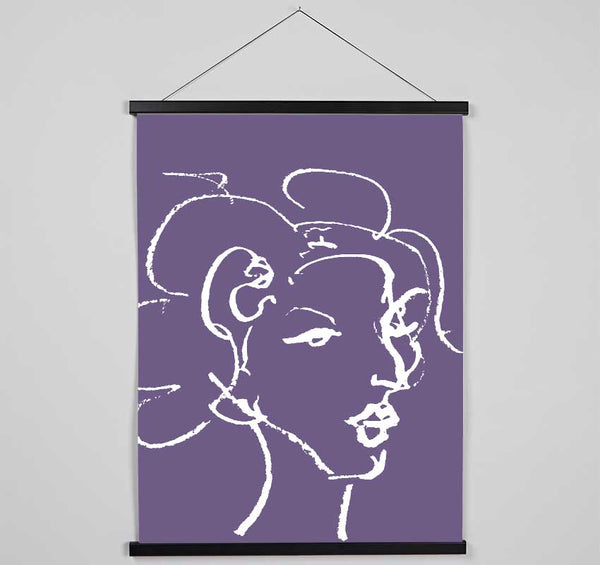 Pretty Lady Sketch Lilac Hanging Poster - Wallart-Direct UK