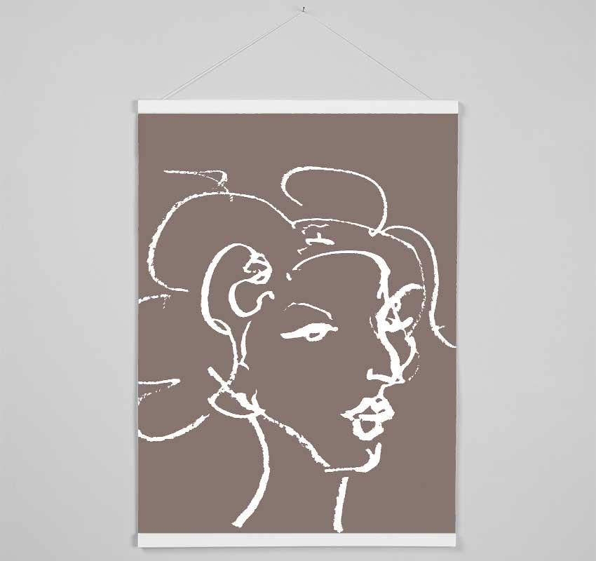 Pretty Lady Sketch Beige Hanging Poster - Wallart-Direct UK