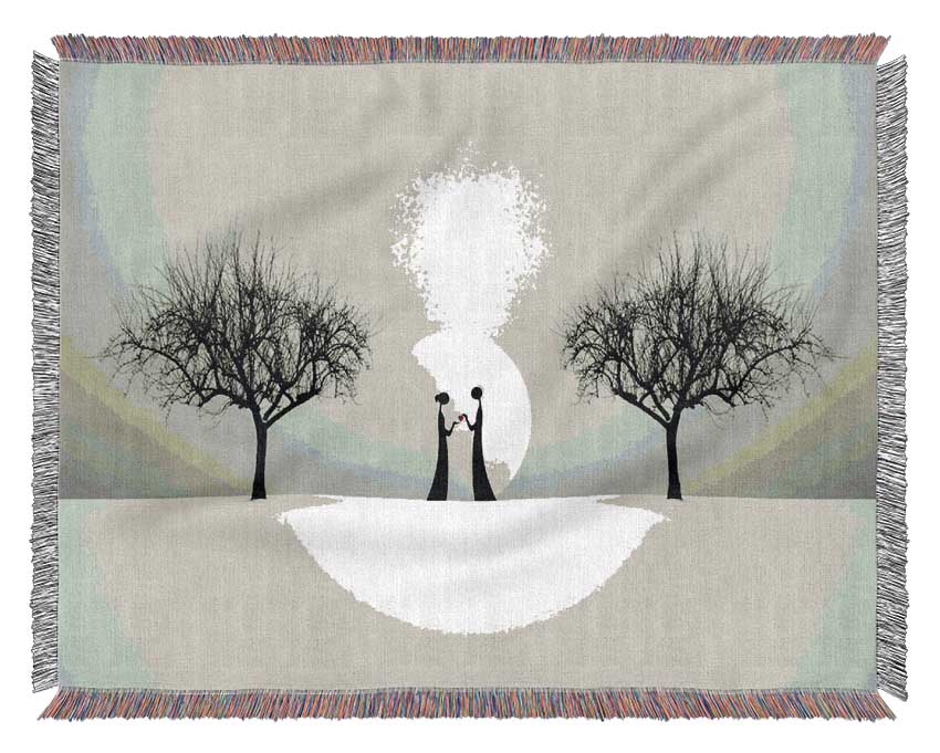 Love Between The Trees And Moon Woven Blanket