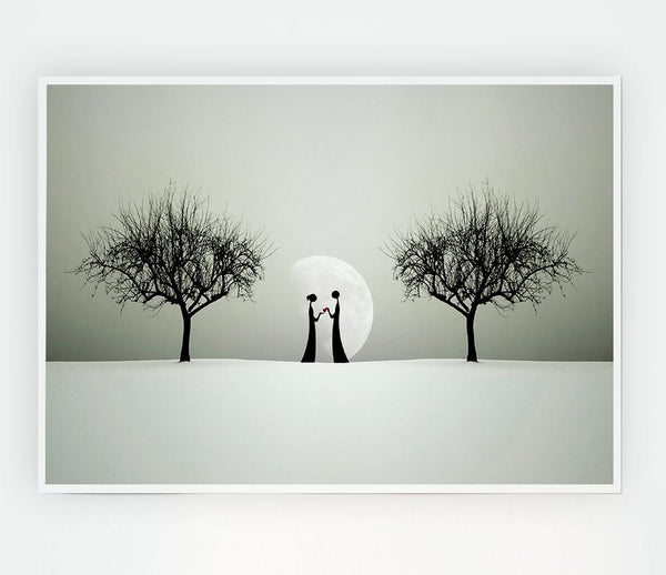 Love Between The Trees And Moon Print Poster Wall Art