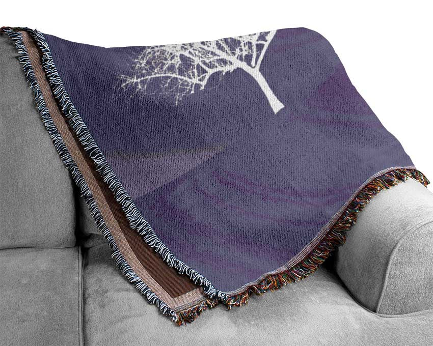 Love Between The Trees And Moon Lilac Woven Blanket