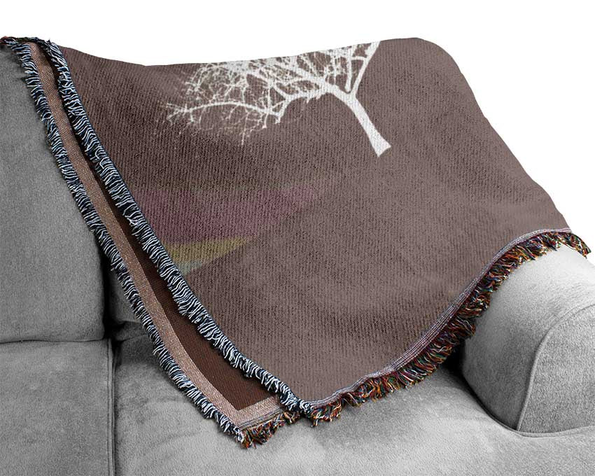 Love Between The Trees And Moon Beige Woven Blanket