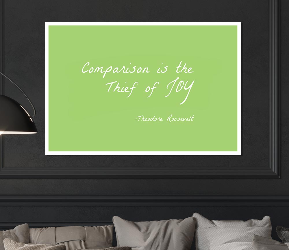 Theodore Roosevelt Comparison Is The Thief Of Joy Lime Green Print Poster Wall Art