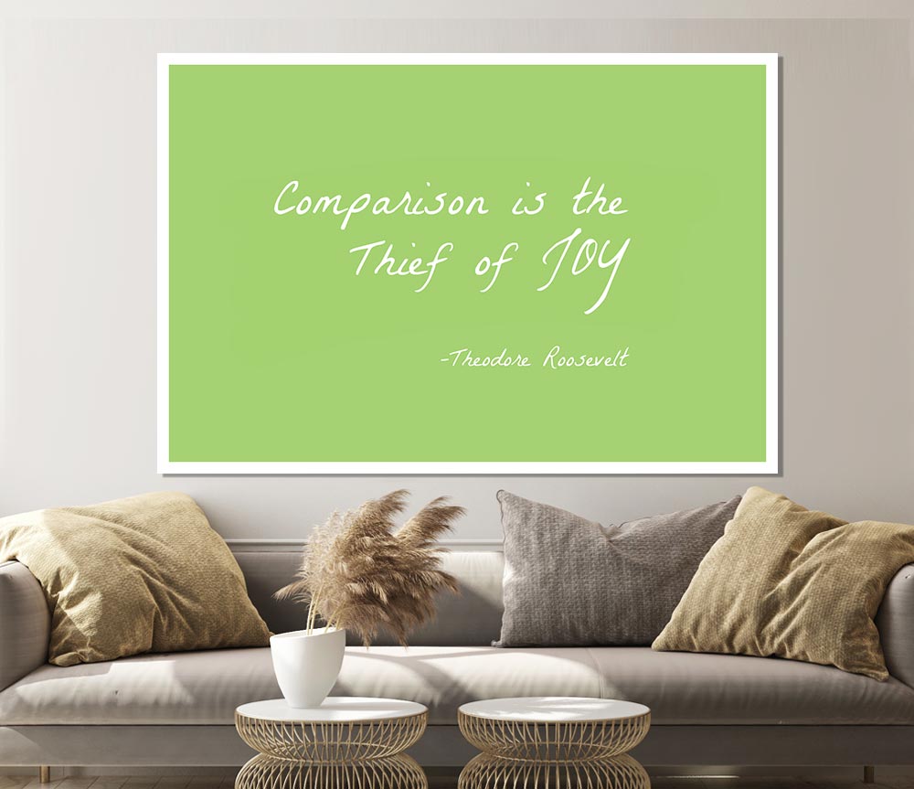 Theodore Roosevelt Comparison Is The Thief Of Joy Lime Green Print Poster Wall Art