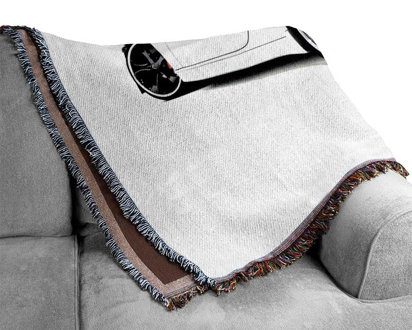 White Porsche Gt Rear Woven Blanket