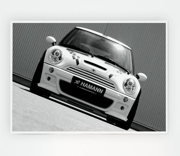 White Mini Front Profile Print Poster Wall Art