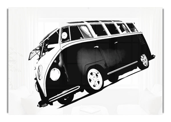 Vw Camper Van Black and White