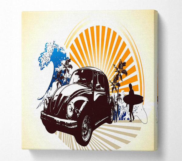 Picture of Vintage Volkswagen Beetle Square Canvas Wall Art