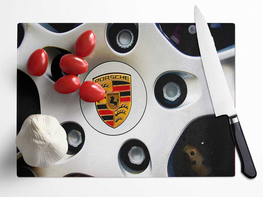 Porsche Wheel Glass Chopping Board