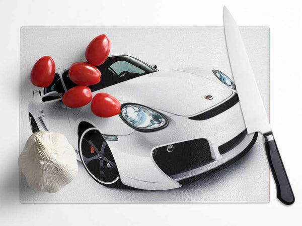 Porsche 911 White Glass Chopping Board