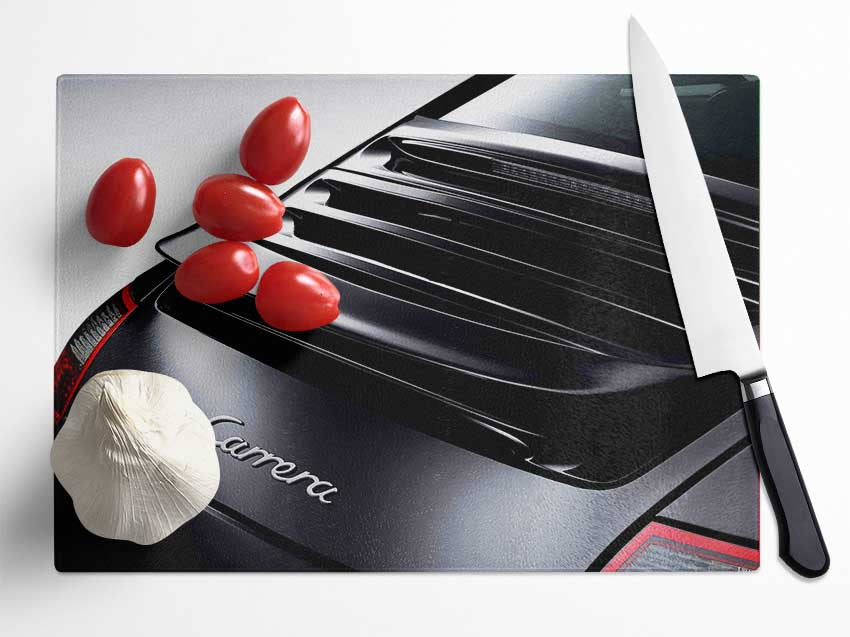 Porsche 911 Rear Black Glass Chopping Board