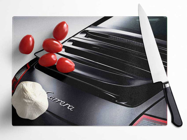 Porsche 911 Rear Black Glass Chopping Board