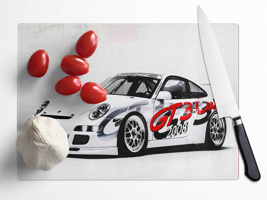 Porsche 911 GT3 B n W Red Glass Chopping Board