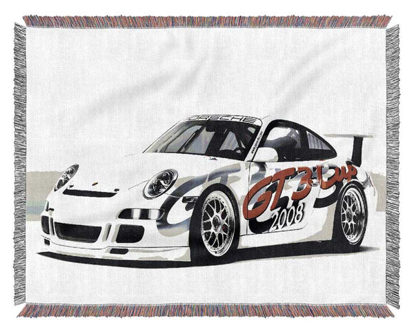 Porsche 911 GT3 B n W Red Woven Blanket