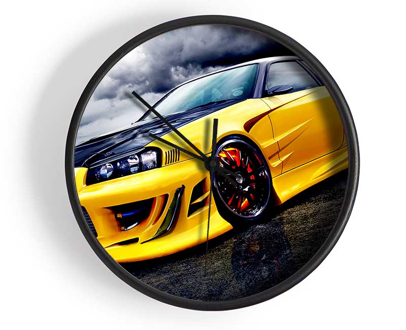 Nissan Skyline Yellow Clock - Wallart-Direct UK