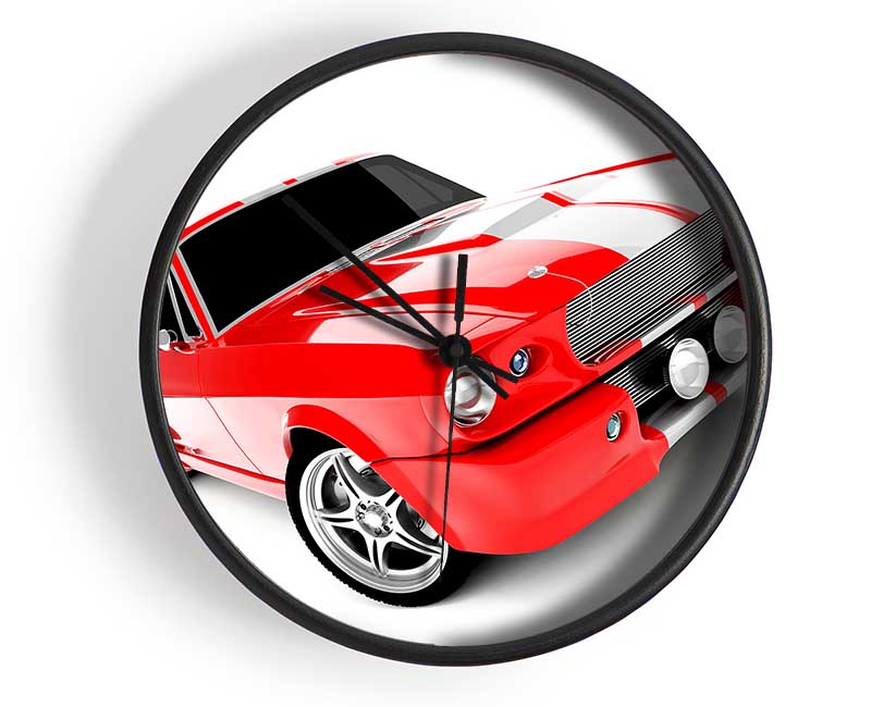 Mustang Red Side Profile Clock - Wallart-Direct UK