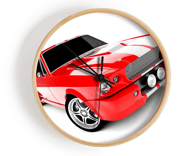 Mustang Red Side Profile Clock - Wallart-Direct UK