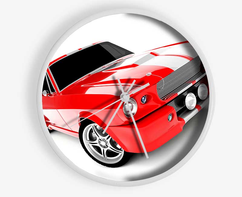 Mustang Red Side Profile Clock - Wallart-Direct UK