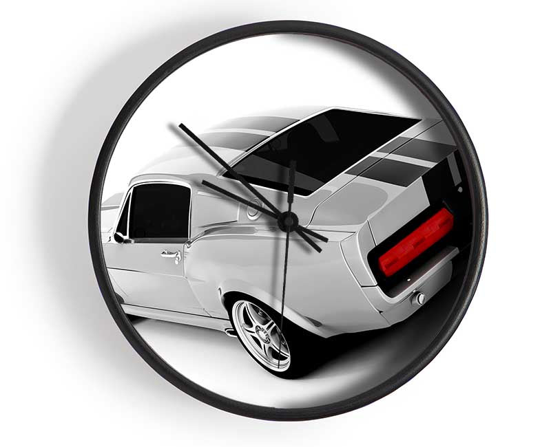 Mustang Rear B n W Red Lights Clock - Wallart-Direct UK