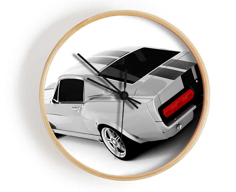 Mustang Rear B n W Red Lights Clock - Wallart-Direct UK