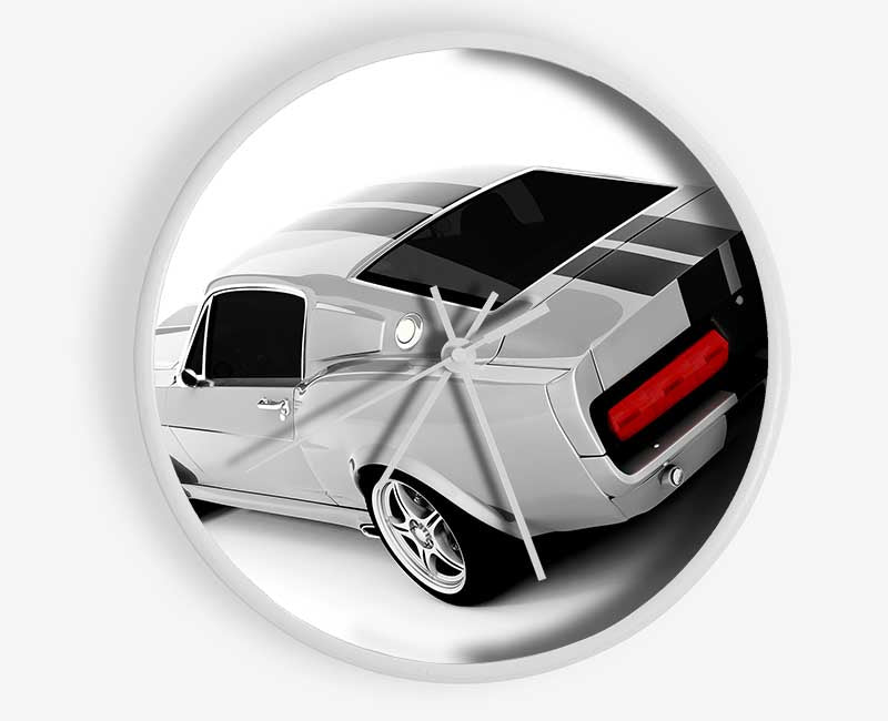 Mustang Rear B n W Red Lights Clock - Wallart-Direct UK