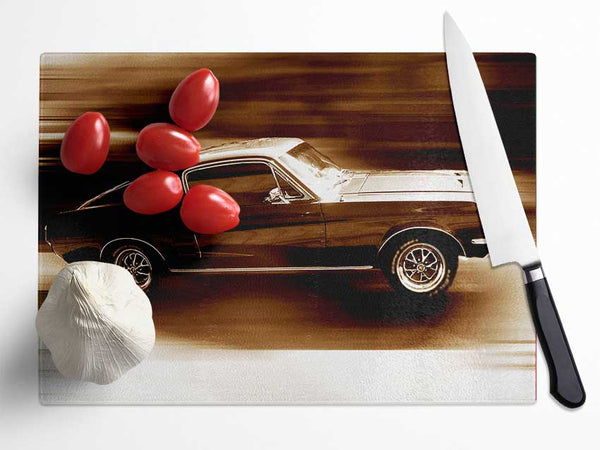 Mustang On The Move Glass Chopping Board