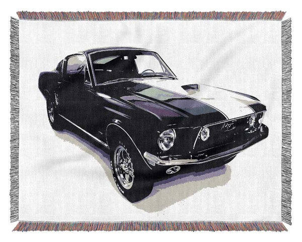 Mustang 67 B n W Woven Blanket