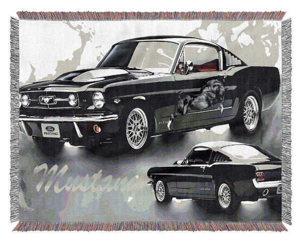 Mustang 65 Black Woven Blanket