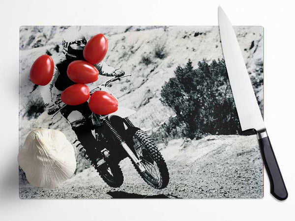 Motorcross Retro Race Glass Chopping Board