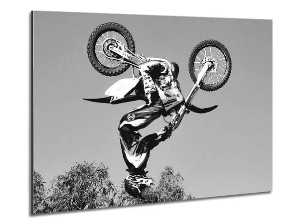 Motorcross Freestyle Upside Down Flip B n W