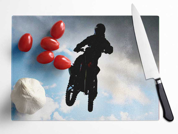 Motorcross Freestyle In The Sky Glass Chopping Board