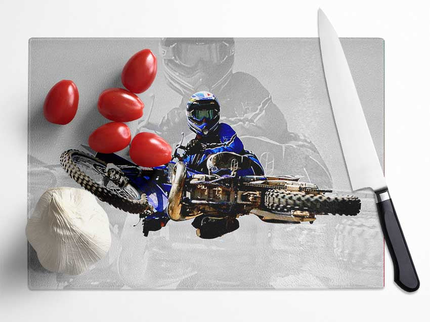 Motorcross Free Styler From Above Glass Chopping Board