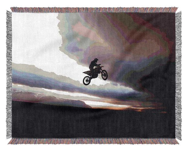 Motorcross Bike Jump Woven Blanket