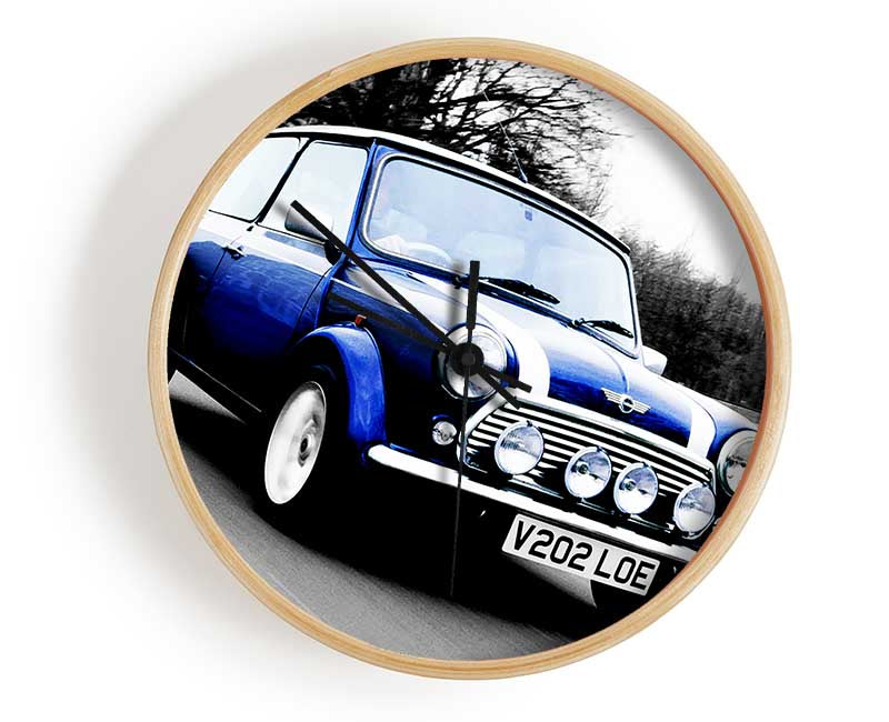 Mini Cooper Retro Blue Clock - Wallart-Direct UK