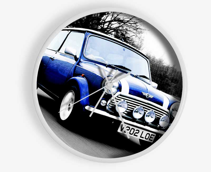 Mini Cooper Retro Blue Clock - Wallart-Direct UK