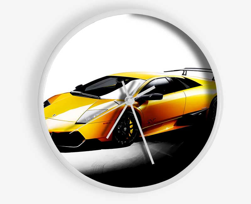 Lamborghini Side Profile Yellow Clock - Wallart-Direct UK