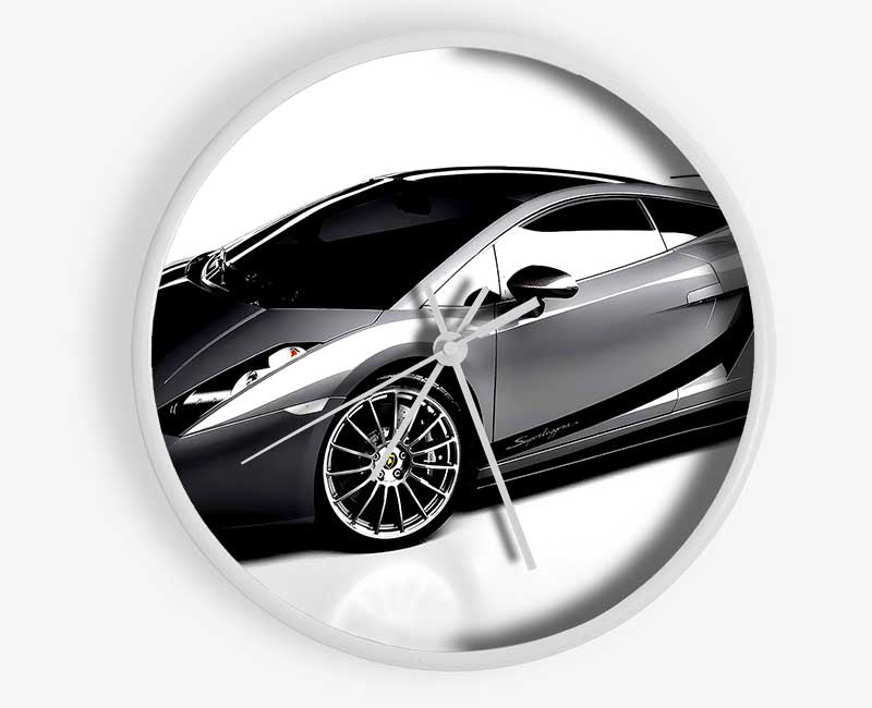 Lamborghini Side Profile Silver Clock - Wallart-Direct UK