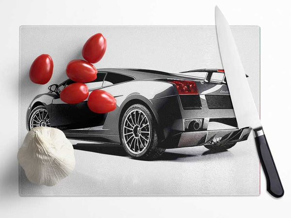 Lamborghini Rear Silver Glass Chopping Board