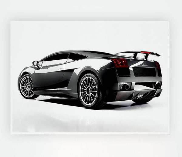 Lamborghini Rear Silver Print Poster Wall Art