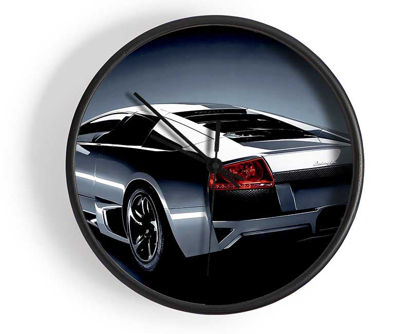 Lamborghini Rear Gunmetal Silver Clock - Wallart-Direct UK