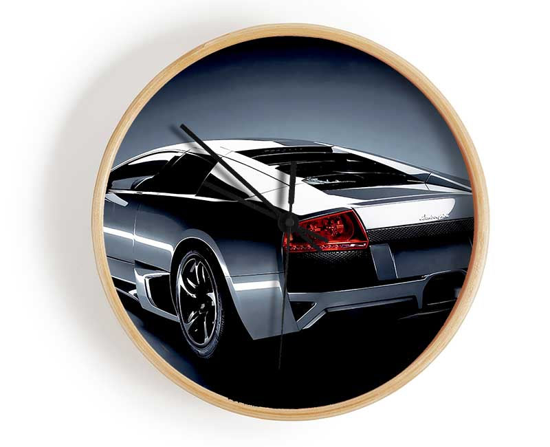 Lamborghini Rear Gunmetal Silver Clock - Wallart-Direct UK